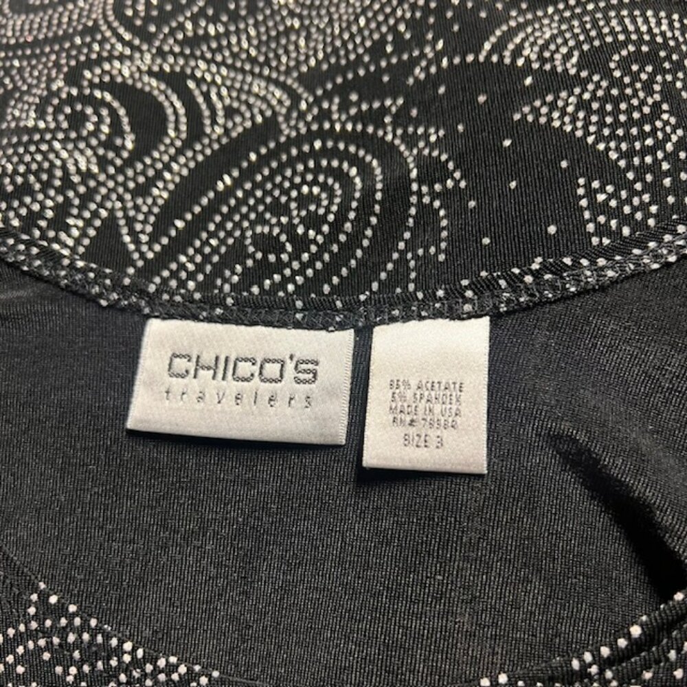 Chico's Travelers Black & Silver Sleeveless Blouse Size XL - Picture 7 of 7